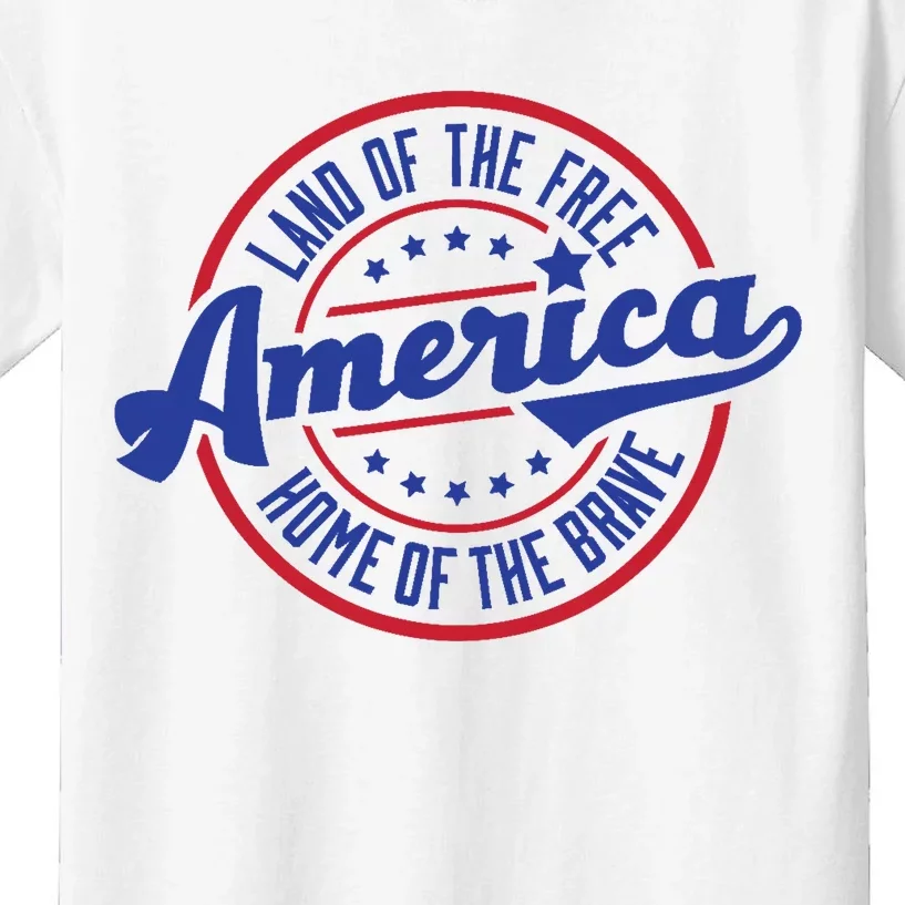 AMERICA LAND OF THE FREE HOME OF THE BRAVE Kids T-Shirt