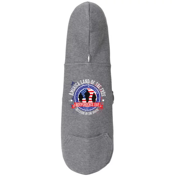 America Land Of The Free Because Of The Brave Novelty Cool Gift Doggie 3-End Fleece Hoodie