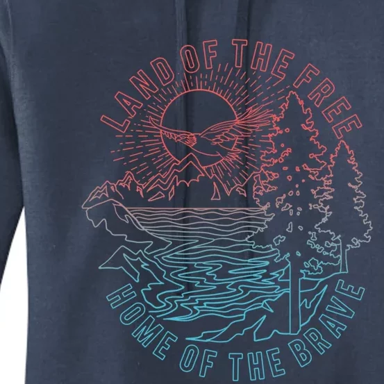 Americana Land Of The Free Home Of The Brave Scenic Gift Women's Pullover Hoodie