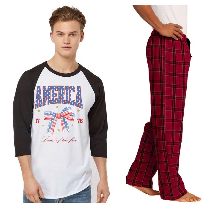 America Land Of The Free Bow Raglan Sleeve Pajama Set