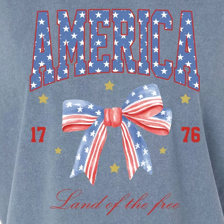 America Land Of The Free Bow Garment-Dyed Women's Muscle Tee