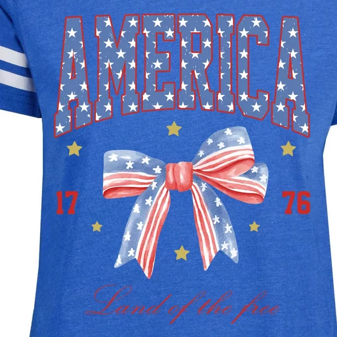 America Land Of The Free Bow Enza Ladies Jersey Football T-Shirt