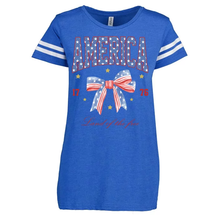 America Land Of The Free Bow Enza Ladies Jersey Football T-Shirt