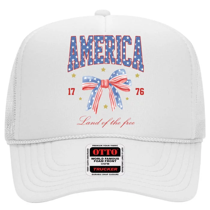 America Land Of The Free Bow High Crown Mesh Trucker Hat