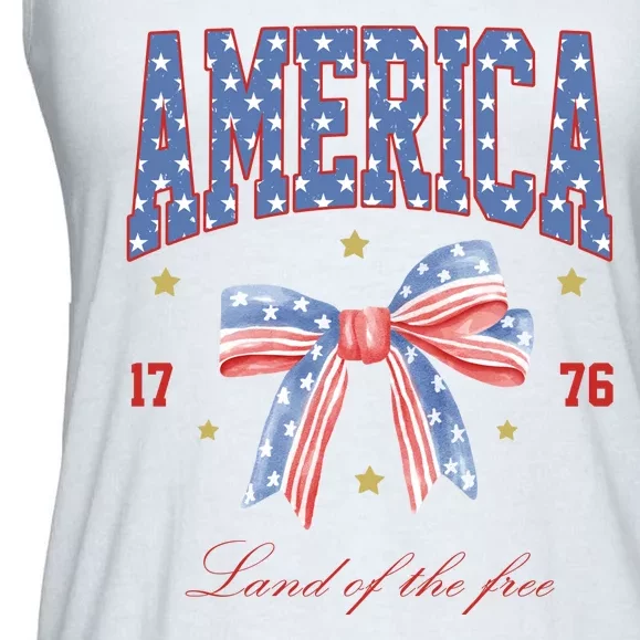 America Land Of The Free Bow Ladies Essential Flowy Tank