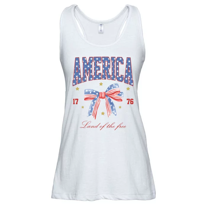 America Land Of The Free Bow Ladies Essential Flowy Tank