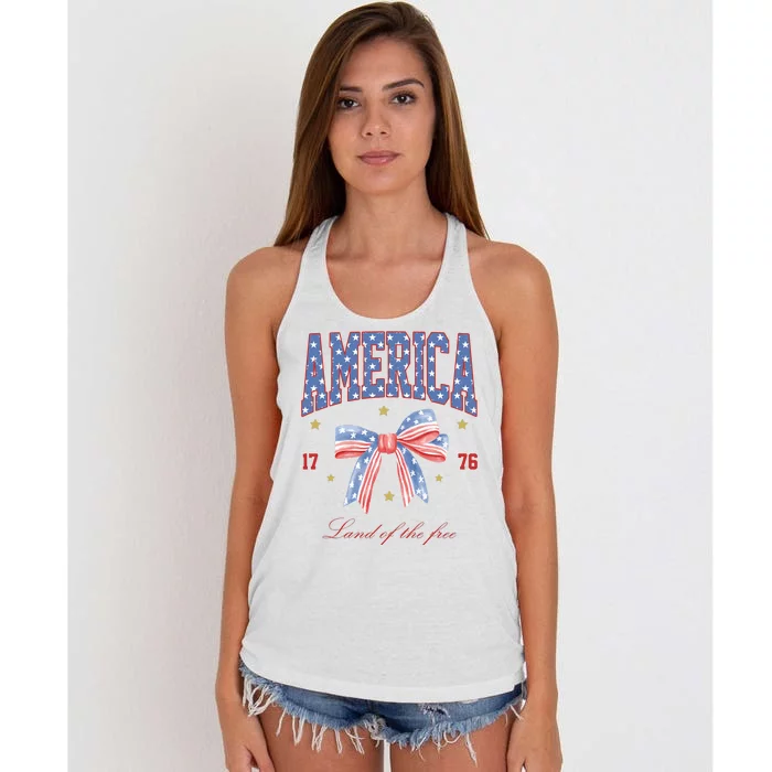 America Land Of The Free Bow Women's Knotted Racerback Tank