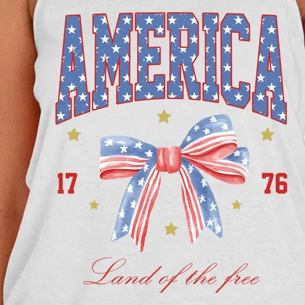 America Land Of The Free Bow Women's Knotted Racerback Tank