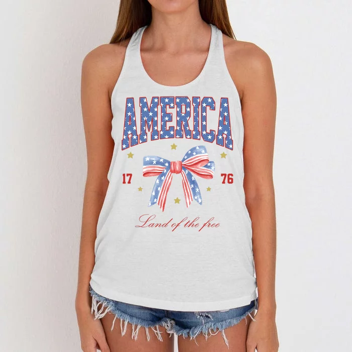 America Land Of The Free Bow Women's Knotted Racerback Tank