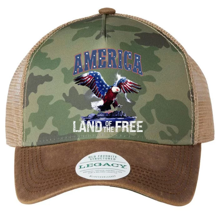 America Land Of The Free 4th Of July Independence Day Eagle Legacy Tie Dye Trucker Hat