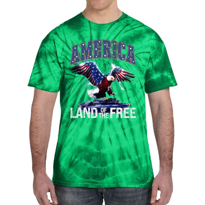 America Land Of The Free 4th Of July Independence Day Eagle Tie-Dye T-Shirt