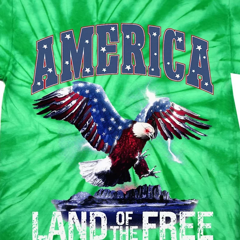 America Land Of The Free 4th Of July Independence Day Eagle Tie-Dye T-Shirt