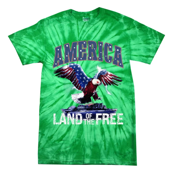 America Land Of The Free 4th Of July Independence Day Eagle Tie-Dye T-Shirt