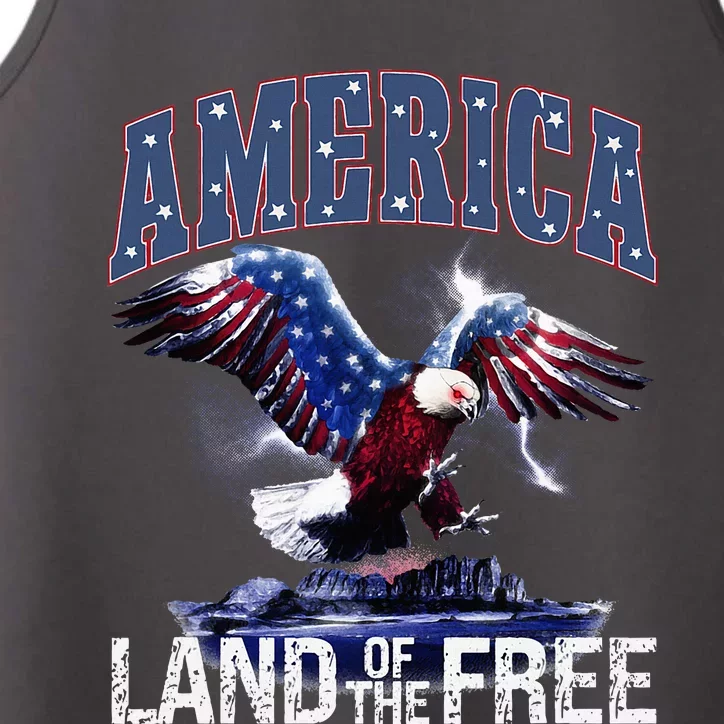 America Land Of The Free 4th Of July Independence Day Eagle Performance Tank