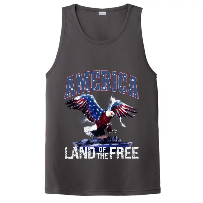 America Land Of The Free 4th Of July Independence Day Eagle Performance Tank