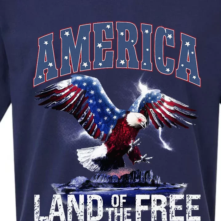 America Land Of The Free 4th Of July Independence Day Eagle Sueded Cloud Jersey T-Shirt