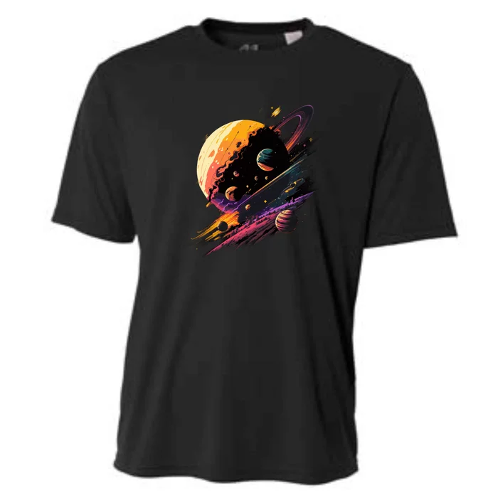 A Lot Of Big And Small Colorful Planets Cooling Performance Crew T-Shirt