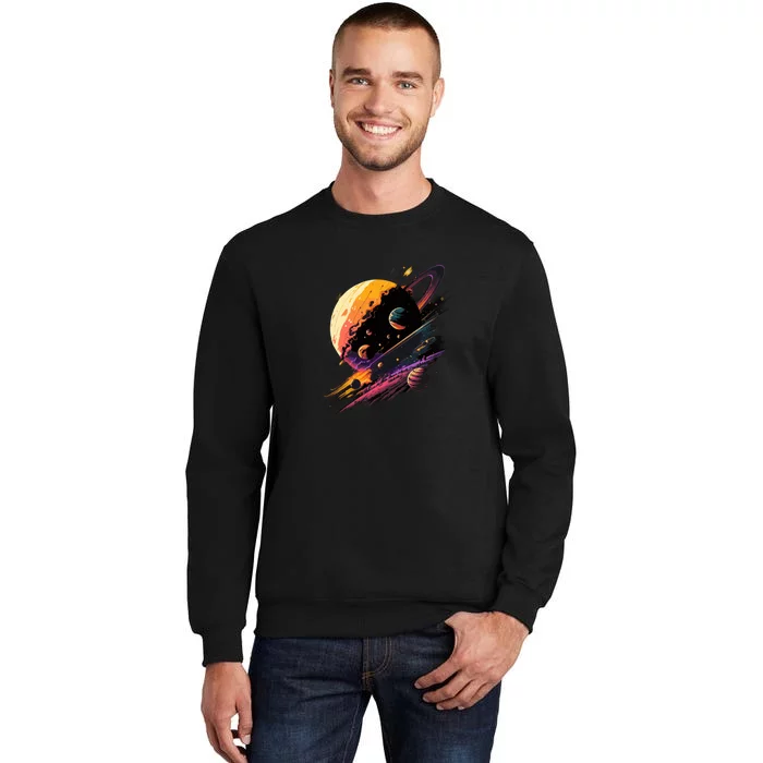 A Lot Of Big And Small Colorful Planets Sweatshirt