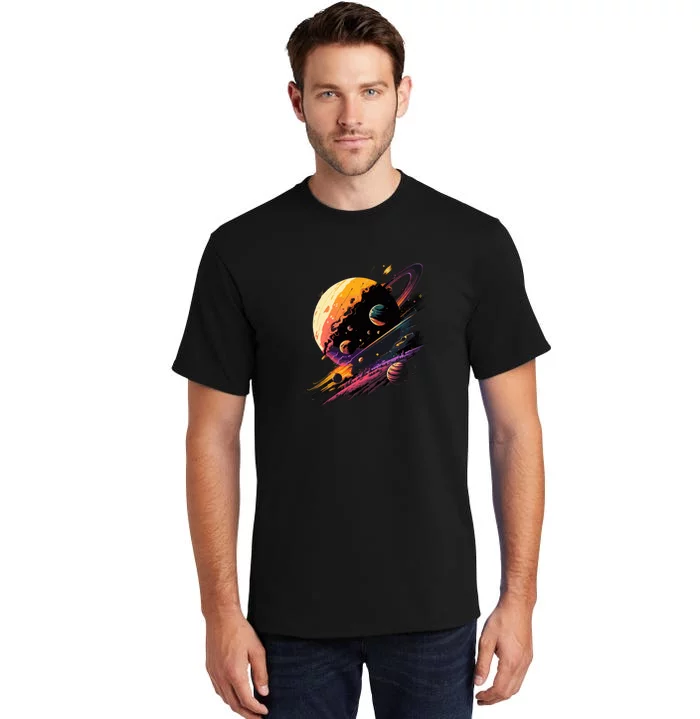 A Lot Of Big And Small Colorful Planets Tall T-Shirt