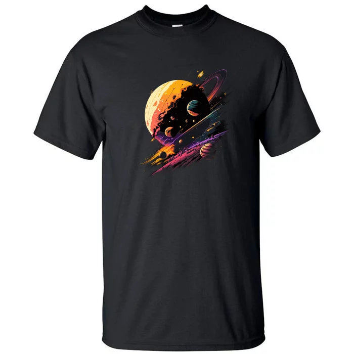 A Lot Of Big And Small Colorful Planets Tall T-Shirt