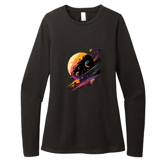 A Lot Of Big And Small Colorful Planets Womens CVC Long Sleeve Shirt