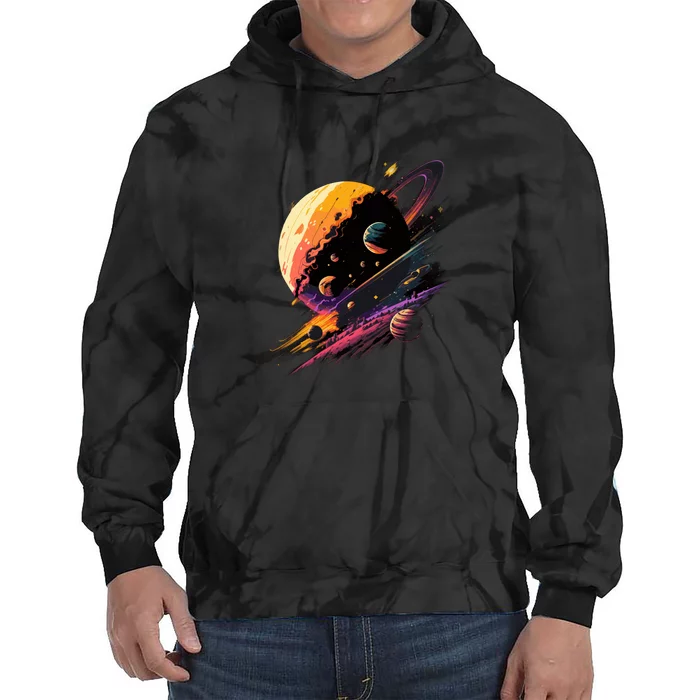 A Lot Of Big And Small Colorful Planets Tie Dye Hoodie