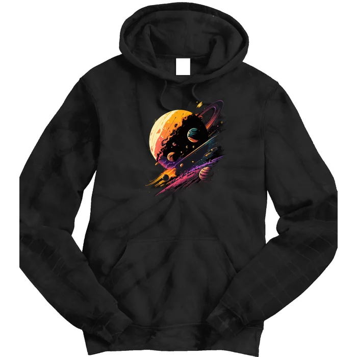 A Lot Of Big And Small Colorful Planets Tie Dye Hoodie