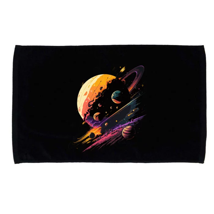 A Lot Of Big And Small Colorful Planets Microfiber Hand Towel