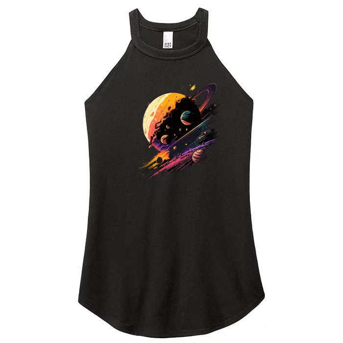 A Lot Of Big And Small Colorful Planets Women’s Perfect Tri Rocker Tank