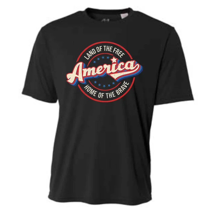 America Land Of The Free Home Of The Brave Retro Cooling Performance Crew T-Shirt