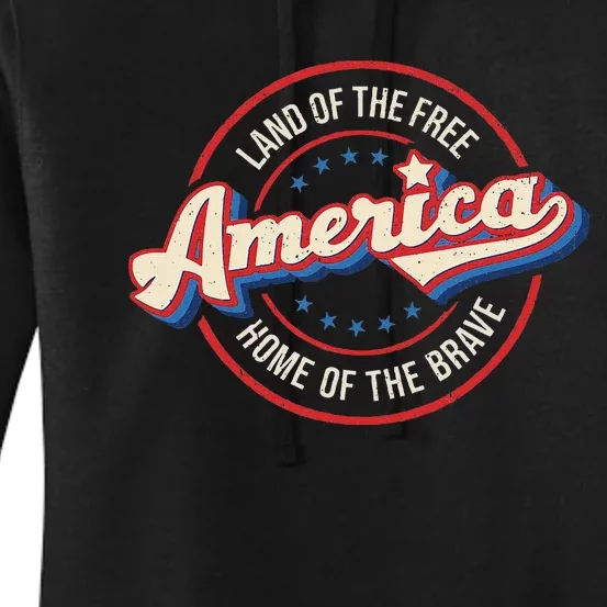 America Land Of The Free Home Of The Brave Retro Women's Pullover Hoodie