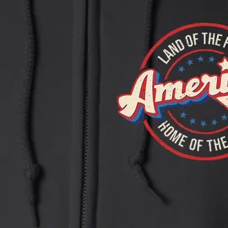 America Land Of The Free Home Of The Brave Retro Full Zip Hoodie