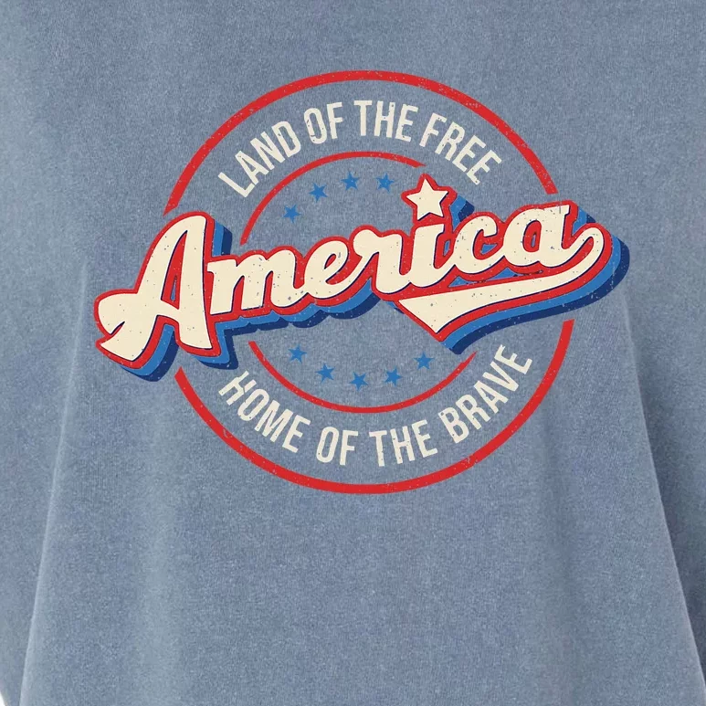 America Land Of The Free Home Of The Brave Retro Garment-Dyed Women's Muscle Tee