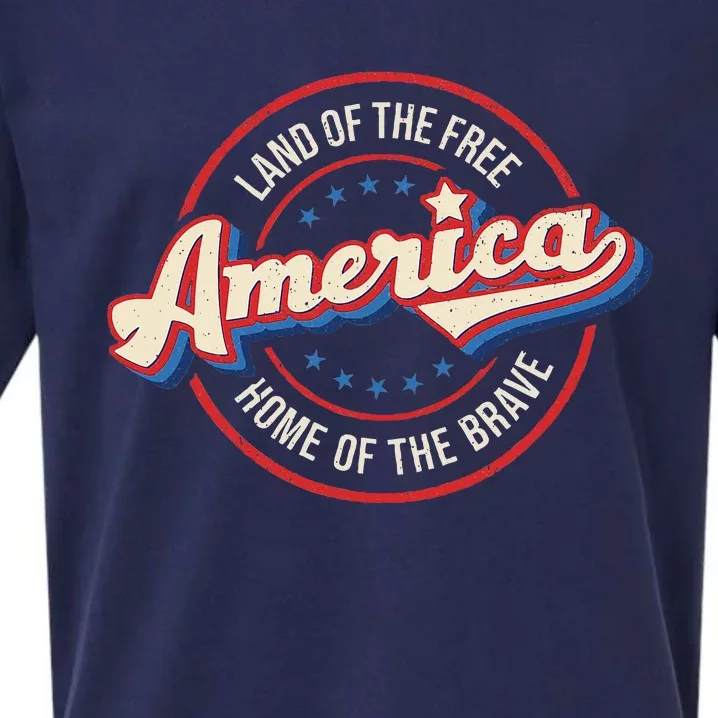 America Land Of The Free Home Of The Brave Retro Sueded Cloud Jersey T-Shirt