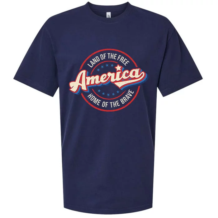 America Land Of The Free Home Of The Brave Retro Sueded Cloud Jersey T-Shirt