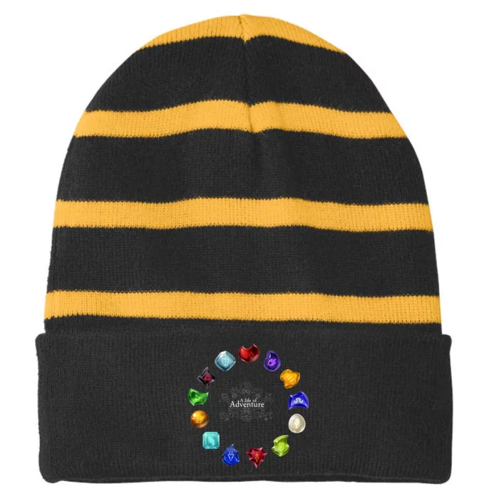 A Life Of Adventure Striped Beanie with Solid Band