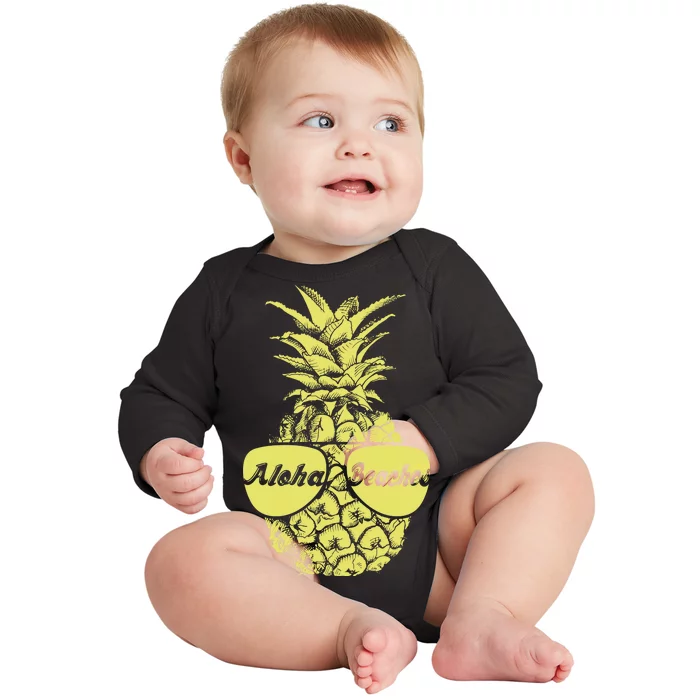 Aloha Beaches Pineapple Baby Long Sleeve Bodysuit