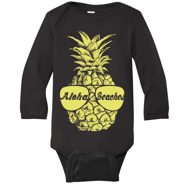 Aloha Beaches Pineapple Baby Long Sleeve Bodysuit