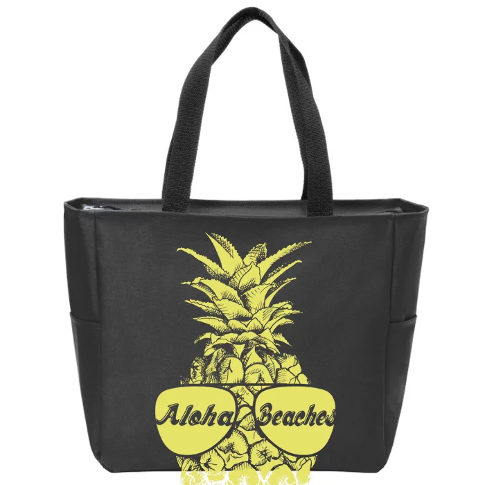 Aloha Beaches Pineapple Zip Tote Bag