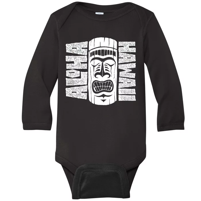 Aloha Hawaii Tiki Statue Baby Long Sleeve Bodysuit