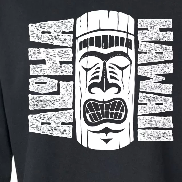 Aloha Hawaii Tiki Statue Cropped Pullover Crew