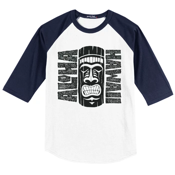 Aloha Hawaii Tiki Statue Baseball Sleeve Shirt