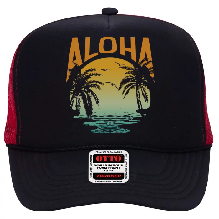 Aloha Summer Beach High Crown Mesh Trucker Hat