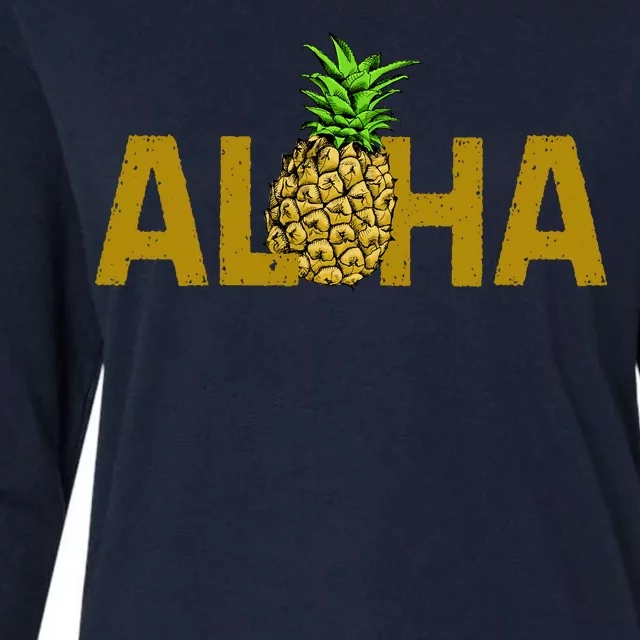 Aloha Summer Pineapple Womens Cotton Relaxed Long Sleeve T-Shirt