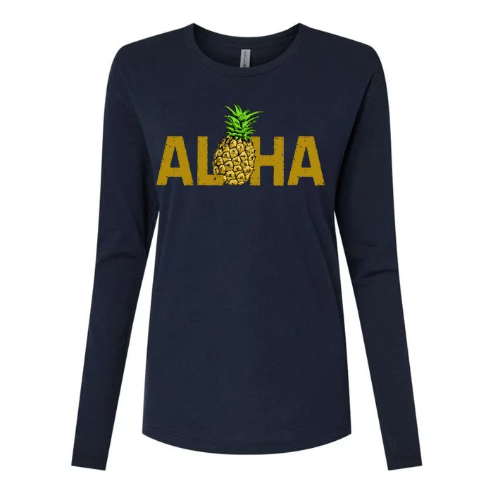 Aloha Summer Pineapple Womens Cotton Relaxed Long Sleeve T-Shirt