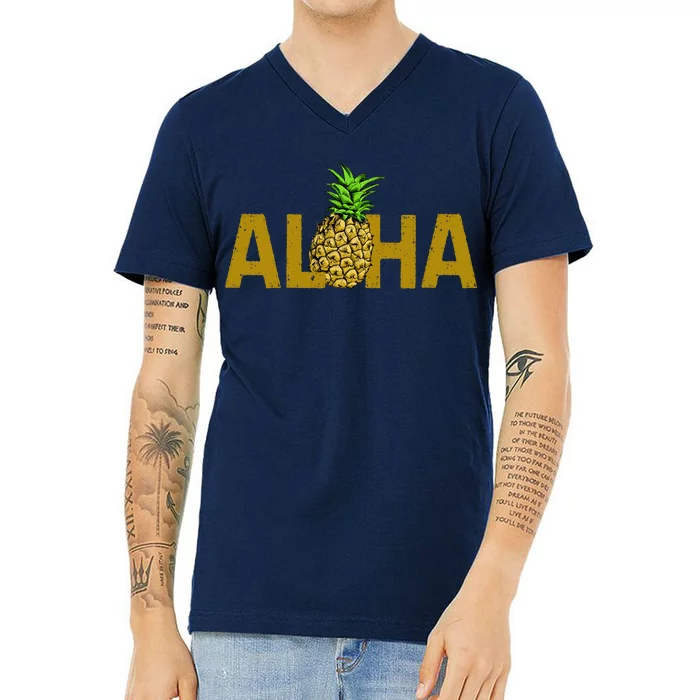 Aloha Summer Pineapple V-Neck T-Shirt