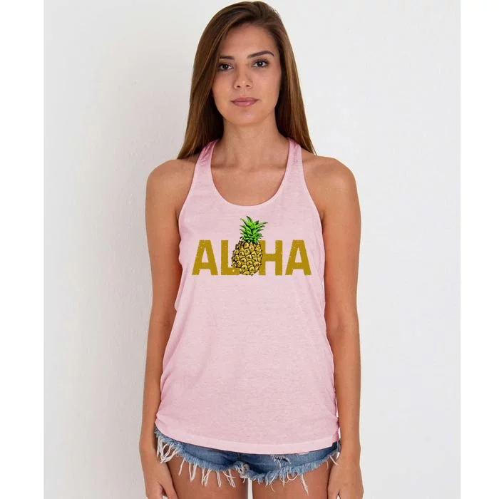 Aloha Summer Pineapple Women's Knotted Racerback Tank