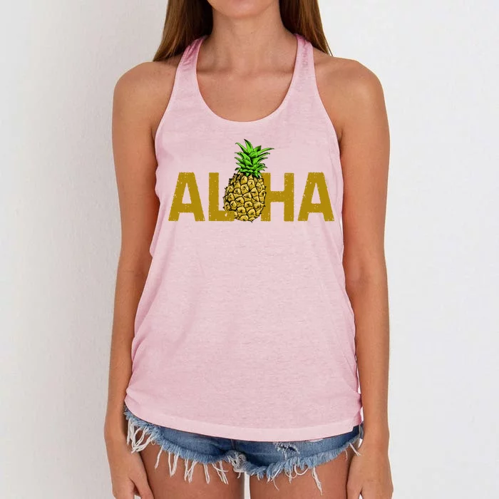 Aloha Summer Pineapple Women's Knotted Racerback Tank