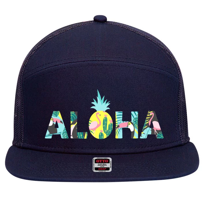 Aloha Tropical Style 7 Panel Mesh Trucker Snapback Hat