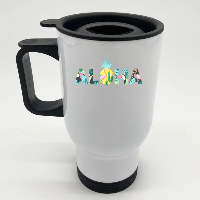 Aloha Tropical Style Front & Back Stainless Steel Travel Mug